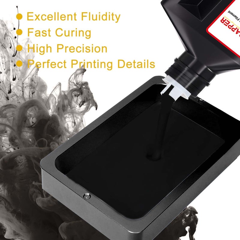 RepRapper Store Nylon-Like Strong 3D Printer Resin, Functional High-Resolution 3D Printing Resin, Impact-Resistant and Durable 405nm Fast UV-Curing Standard Photopolymer Resin for LCD Printer, Black 1000g - Image 3